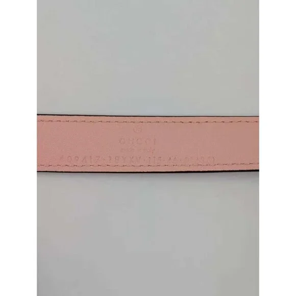 Gucci Women’s GG Marmont Leather Thin Belt Pink 115cm 409417 NEW Gucci Marmont GG supreme pink leather thin belt - size  main image 3